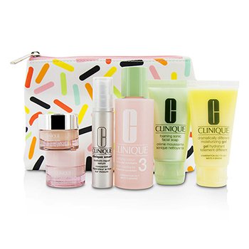 Travel Set: Sonic Facial Soap + Clarifying Lotion 3 + DDMG + Smart Serum + Moisture Surge Intense + All About Eyes + Bag