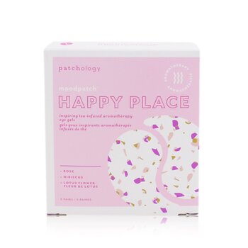 Moodpatch - Géis para os olhos de aromaterapia com infusão de chá inspirador Happy Place (Rosa + Hibisco + Flor de Lótus)