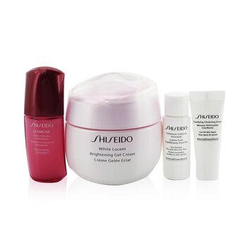 Shiseido White Lucent Holiday Set: Gel Creme 50ml + Espuma de Limpeza 5ml + Amaciante Enriquecido 7ml + Ultimune Concentrado 10ml
