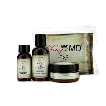 RX Trio Para Barbear (Herbal Blend): Loção Pós Barba 60ml + Óleo Pré Barbear 30ml + Creme Para Barbear 60ml