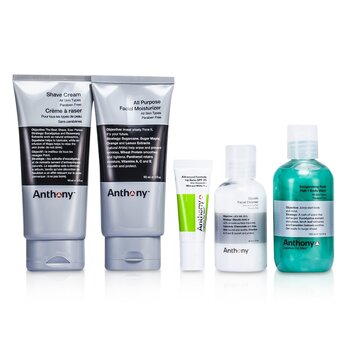 Kit de Viagem Essencial Logistics For Men:  Limpeza de Pele + Hidratante + Protetor Labial + Creme Para Barbear + Sabonete Liquido