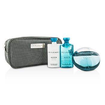 Aqva Pour Homme Marine Coffret: Eau De Toilette Spray 100ml/3.4oz + Shower Gel 75ml/2.5oz + After Shave Balm 75ml/2.5oz + Pouch