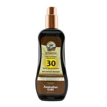 ouro australiano Spray protetor solar em gel FPS 30 com bronzer instantâneo