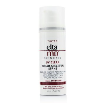 EltaMD Protetor solar facial transparente UV SPF 46 - para tipos de pele com tendência a acne, rosácea e hiperpigmentação - com cor