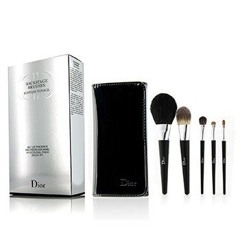 Backstage Brushes Professional Finish Travel Brush Set Edition Voyage (Powder, Fluid Foundation, Eyeshadow, Eyeliner, Lip)