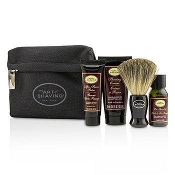Starter Kit - Sandalwood: Pre Shave Oil + Shaving Cream + After Shave Balm + Brush + Bag