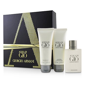 Acqua Di Gio Coffret: Eau De Toilette Spray 50ml/1.7oz + All Over Body Shampoo 75ml/2.5oz + After Shave Balm 75ml/2.5oz
