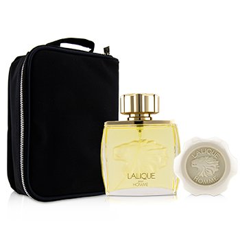 Lalique Pour Homme Coffret: Eau De Toilette Spray 75ml/2.5oz + Perfumed Soap 150g/5.2oz  + Pouch E23