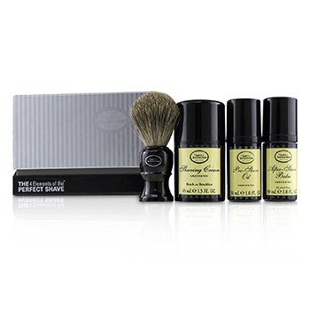 The 4 Elements of the Perfect Shave Mid-Size Kit - Unscented (Pre-Shave Oil 30ml + Shaving Cream 45ml + After-Shave Balm 30ml + Brush)