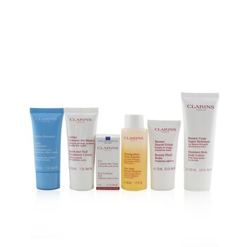 Head-to-Toe Moisturizing Essentials Set: Facial Cleanser+Eye Gel+Beauty Flash Balm+Hydra-Essentiel Cream+Body Lotion+Hand