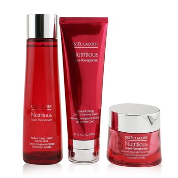 Estée Lauder Coleção Nutritious Super-Romã Overnight Radiance: Espuma de Limpeza 125ml+Lotion Intense Moist 200ml+Night Creme 50ml