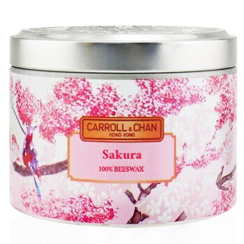 100% Beeswax Tin Candle - Sakura