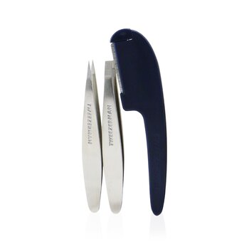 Tweezerman G.E.A.R. Brow Grooming Kit: Mini Flat Tweezers + Mini Point Tweezers + Facial Razor + Case