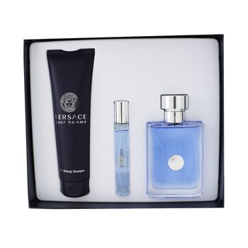 Versace Pour Homme Coffret: Eau De Toilette Spray 100ml/3.4oz + Eau De Toilette Spray 10ml/0.3oz + Hair & Body Shampoo 150ml/5oz