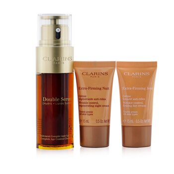 Double Serum Extra-Edition Set: Double Serum 50ml + Extra-Firming Day Cream 15ml + Extra-Firming Night Cream 15ml + Bag