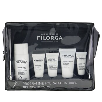 Filorga Conjunto de rotina de hidratação 100%: Oxygen Peel 50ml+Meso Mask 7ml + Hydra-Hyal 7ml + Hydra-Filler 15ml+ Oxygen Glow Eyes 4ml + Bolsa