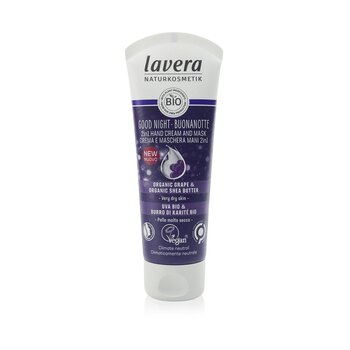 Lavera Máscara e Creme para as Mãos 2 em 1 Good Night Com Uva Orgânica e Manteiga de Karité Orgânica - Para Pele Muito Seca