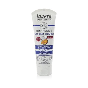 Lavera SOS Help Repar Hand Cream With Organic Celendula & Organic Shea Butter - For Very Dry, Chapped Skin