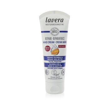 Lavera SOS Help Repar Creme para as Mãos com Celêndula Orgânica e Manteiga de Karité Orgânica - Para Peles Muito Secas e Rasgadas