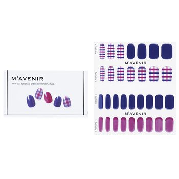 Mavenir Nail Sticker (Patterned) - # Gingham Check With Purple Nail