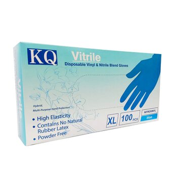 KQ - Vitrile Disposable Vinyl & Nitrile Blend Gloves -blue (XL)