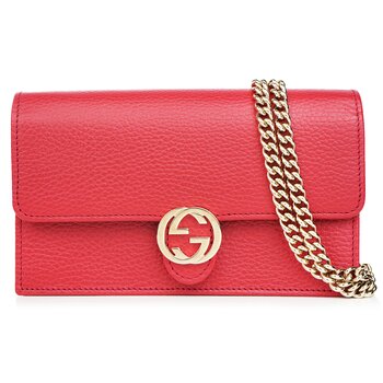 Icon GG Interlocking Wallet On Chain Red Crossbody Bag 615523