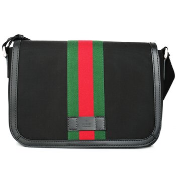 Techno Canvas Web Stripe Black Messenger Bag 630921