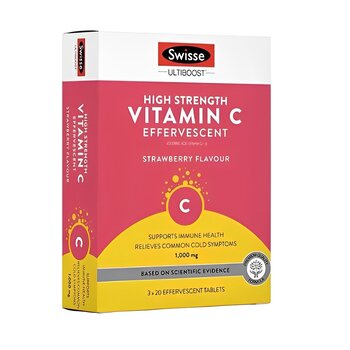 suíço Vitamin C Effervescent Strawberry Flavor - 60 Tablets