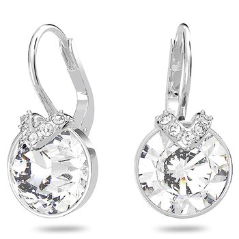 Swarovski Bella V drop earrings 5416155 - Round cut, White, Rhodium plated  White Brasil