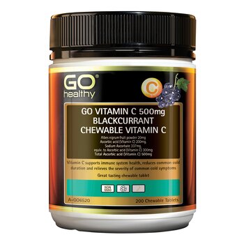 [Authorized Sales Agent] GO Healthy Go Vitamin C 500mg Blackcurrant Chewable Vitamin C - 200 Tablets